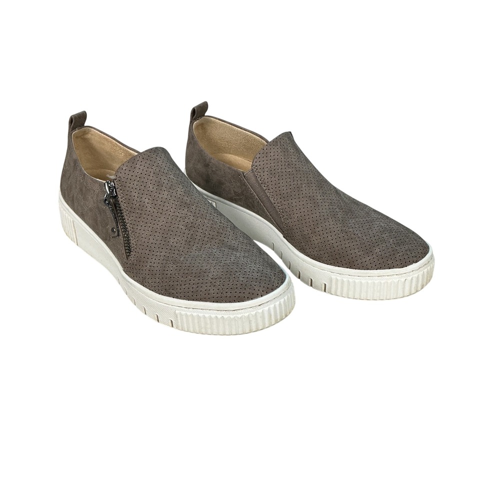 SOUL Naturalizer Turner Taupe Perforated Zip Slip On Platform Sneakers 7M